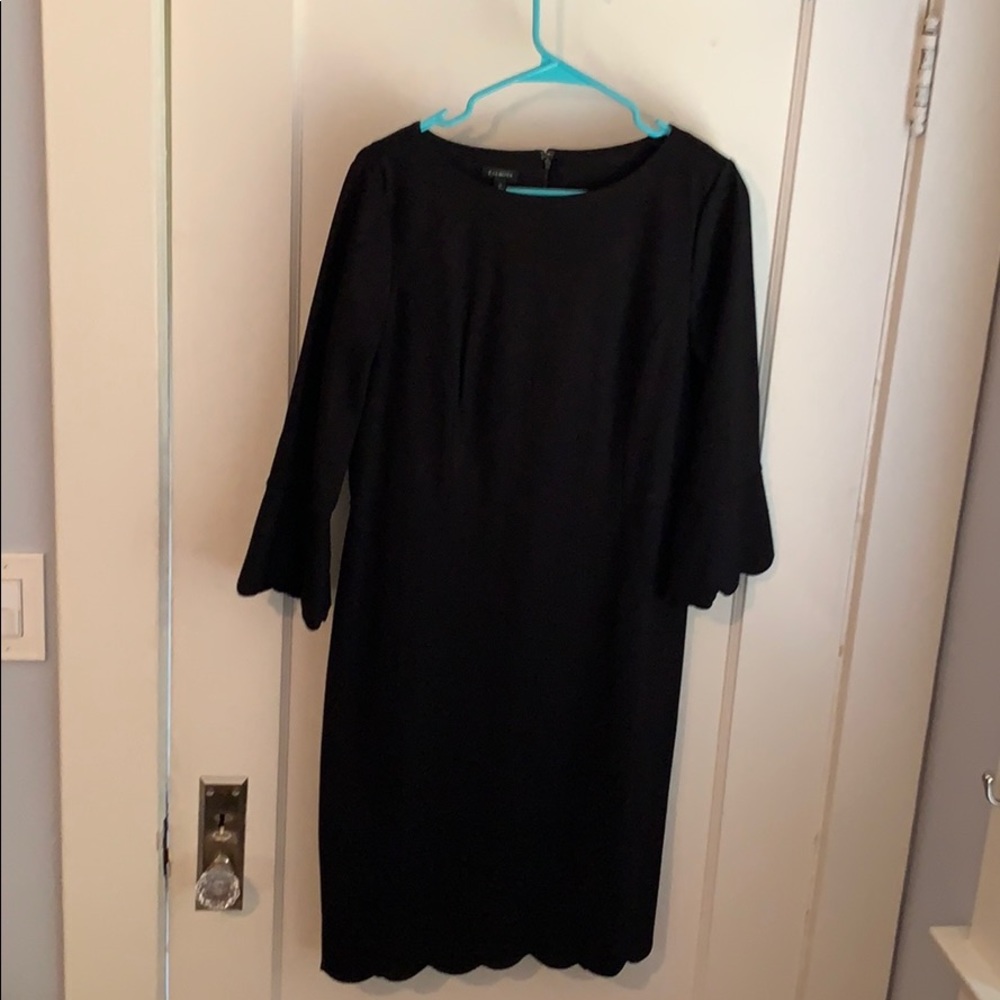 Talbot’s Refined Scallop-Edge Ponte Sheath Dress.